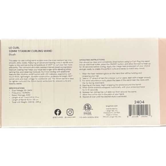 Lange 32MM Titanium Curling Wand - Picture 2 of 2